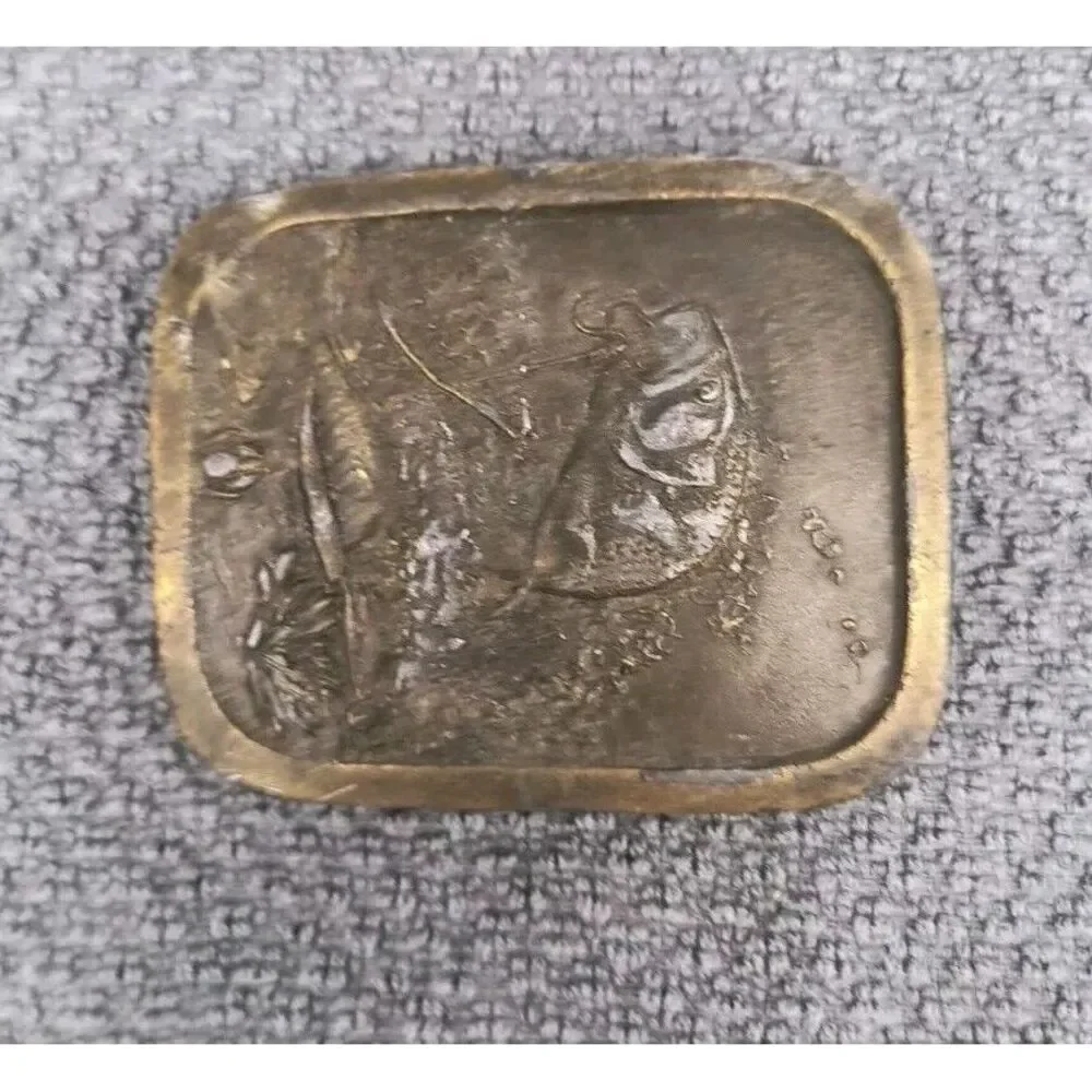 Vintage 1976 Largemouth Bass Brass Belt Buckle by Indiana Metal Craft